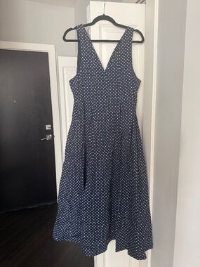 Hillhouse Dress The Jacqueline Dress Navy Polka Dot